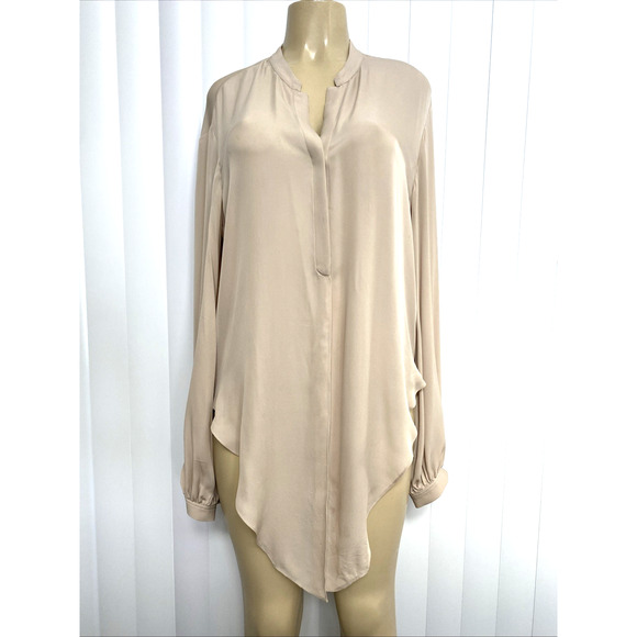 Dorothee Schumacher Twist Blouse Top Long Sleeve Silk Button Tie Button 4 L - Picture 2 of 9